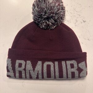 Under Armour Burgundy and Gray Beanie